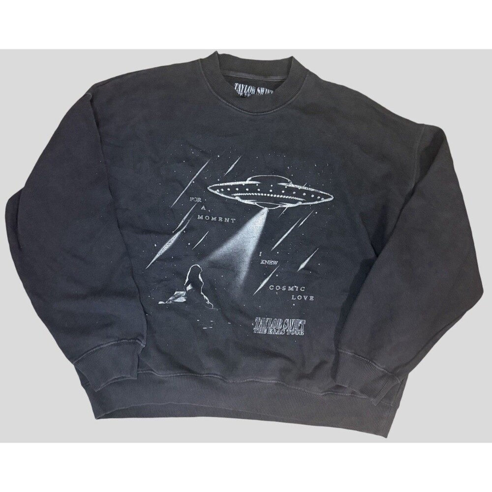 Taylor Swift Eras Tour Down Bad UFO Crewneck Sweatshirt Charcoal Grey Merch L